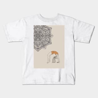 Mandala Minimalist Yoga Girl Kids T-Shirt